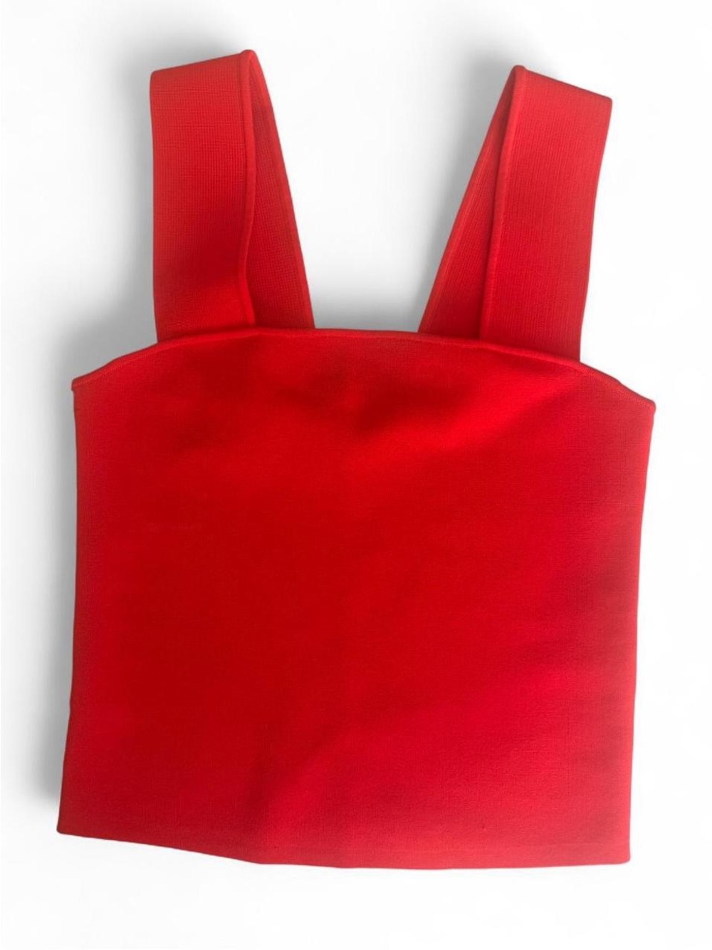 Alice + Olivia Red Square-Neck Crop Top